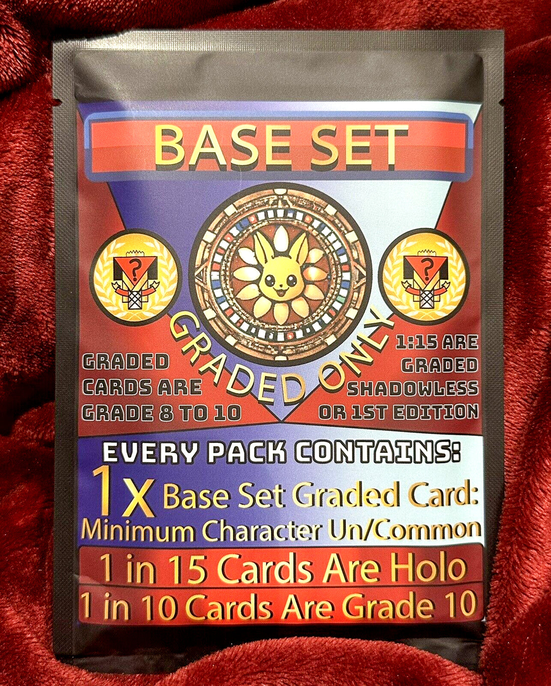 Base Set Graded Pack — One Graded 8–10 Card (1999 — First Ever Pokémon Set) — sealed graded vintage Pokémon mystery pack, graded 8–10