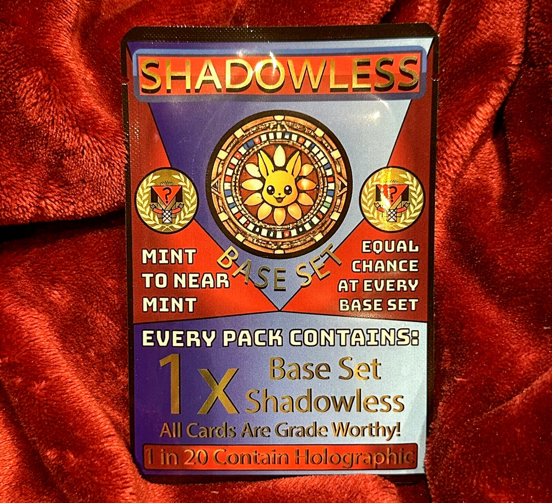 Shadowless Pack — Premium (Guaranteed Shadowless Base Set Card) — sealed vintage WOTC Pokémon mystery pack, NM–Mint