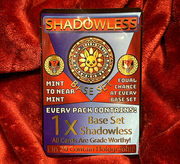 Shadowless Pack — Premium (Guaranteed Shadowless Base Set Card) — sealed vintage WOTC Pokémon mystery pack, NM–Mint