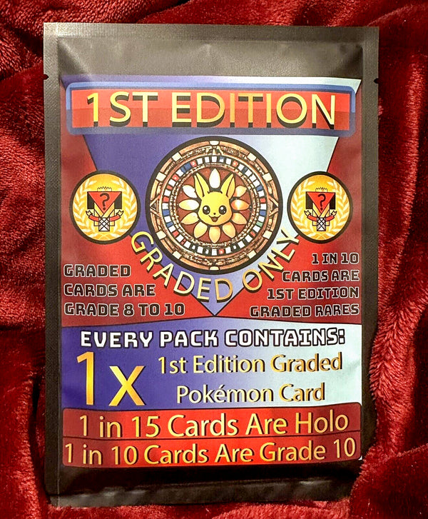 1st Edition Graded Pack — One Graded 8–10 WOTC Card — sealed graded vintage Pokémon mystery pack, graded 8–10